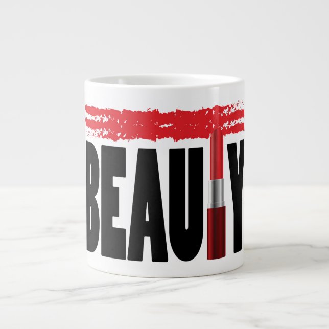 Beauty Typography Lipstick Large Coffee Mug (Front)