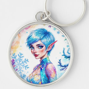 Beauty winter elf enchanted frost queen art keychain