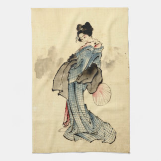 Beauty with Fan 1840 Kitchen Towel