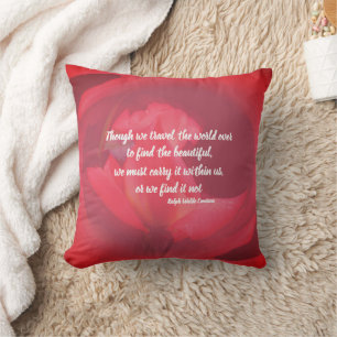 Beauty Within Pink Rose Inspirational Quote  Throw Pillow