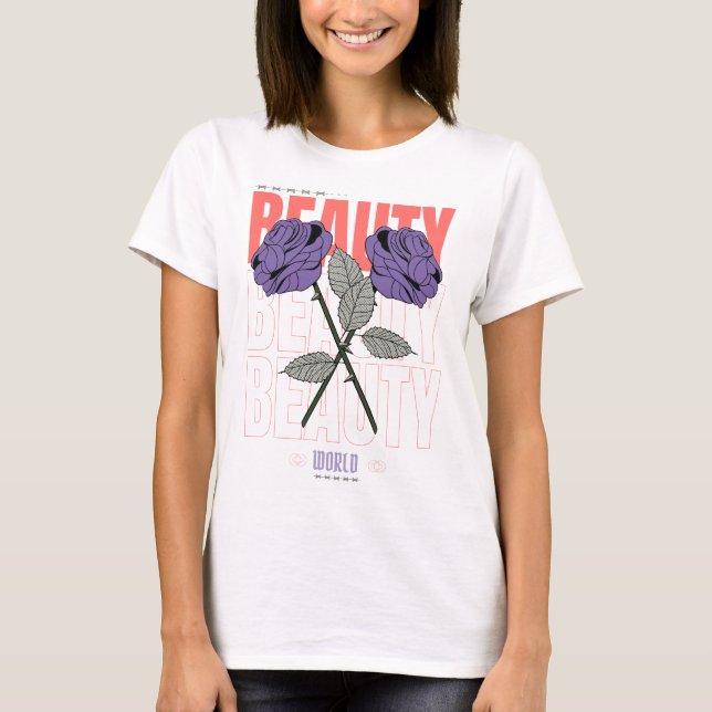Beauty World Shirt – Gothic Rose Aesthetic Design (Front)