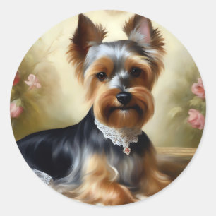 Beauty Yorkshire Terrier Cute  Classic Round Sticker