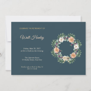 Beautyberry Wreath Boho Retirement Invitation