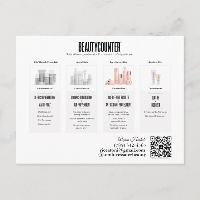 Beautycounter Skincare Regimens  Invitation Postcard (Front)