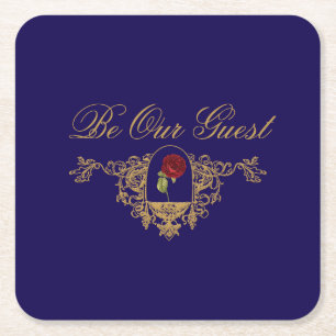 Beauty's Red Rose Square Paper Coaster