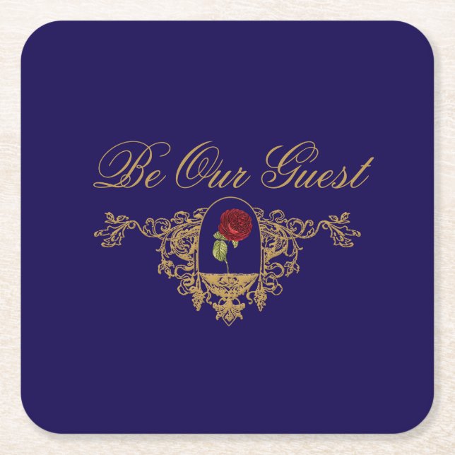 Beauty's Red Rose Square Paper Coaster (Front)