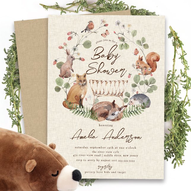 Beaux animaux de bois Baby shower Invitation (Créateur téléchargé)