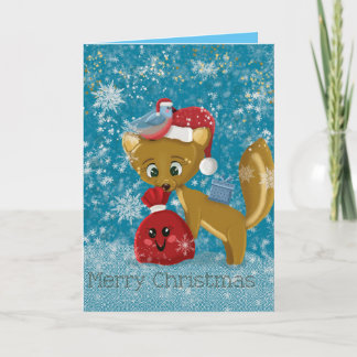 Beaux animaux de Noël de famille cartes de voeux