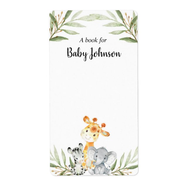 Beaux animaux safari baby shower étiquettes autoco (Devant)