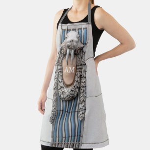 Beaux Arts Walrus Sculpture Custom Monogram Apron