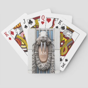 Beaux Arts Walrus Sculpture Custom Monogram Playing Cards