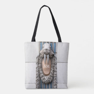 Beaux Arts Walrus Sculpture Custom Monogram Tote Bag