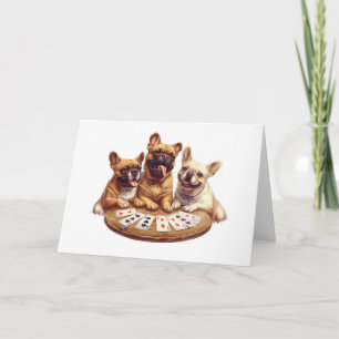 Beaux Bulldogs français jouer des cartes