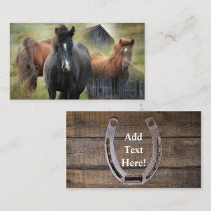 Beaux chevaux et Rustic Barn Carte de visite