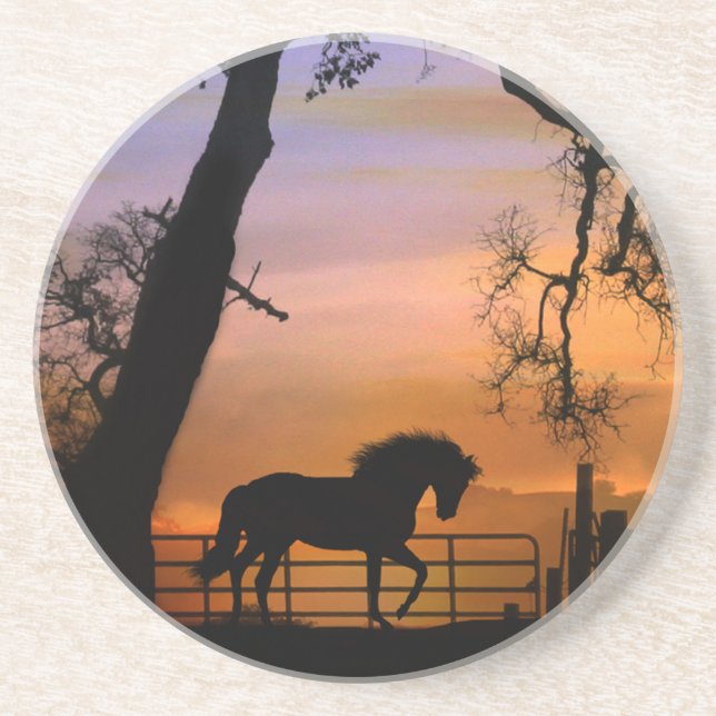Beaux Dessous de verre de grès Cheval (Devant)