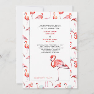Beaux Faire-part de mariage de Flamants roses