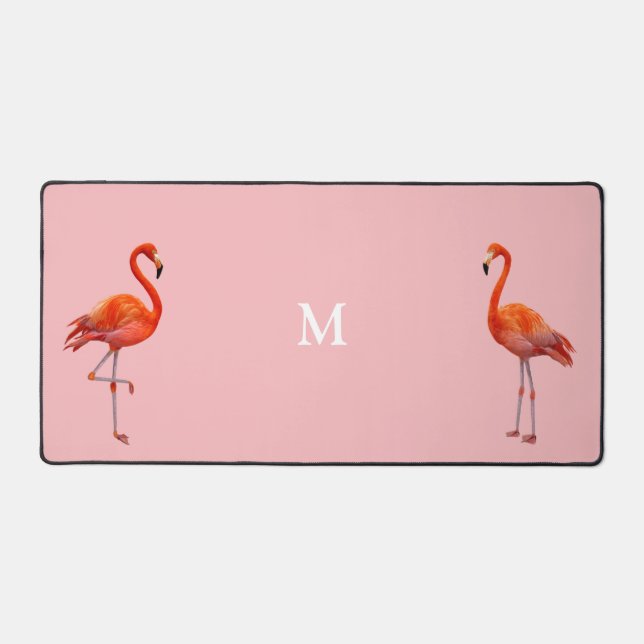 Beaux Flamants roses roses et monogrammes sur le c (Recto)