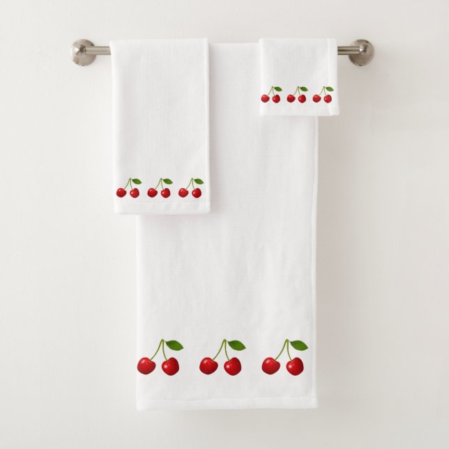Beaux fruits de cerise sur le kit de serviettes de (En situation)