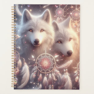 Beaux Loups et Dreamcatchers blancs