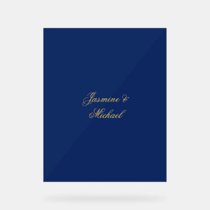 Beaux Noms De Couple Calligraphie Chic Bleu & Or