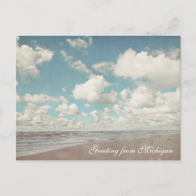 Beaux nuages sur le lac Michigan Beach Carte posta (Devant)