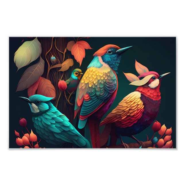 Beaux oiseaux colorés Photo Imprimer (Devant)