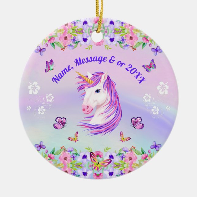 Beaux ornements Unicorne Personnalisés (Devant)