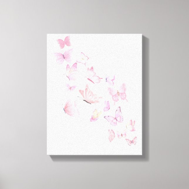 Beaux Papillons Roses - Toile Encadrée (Recto)