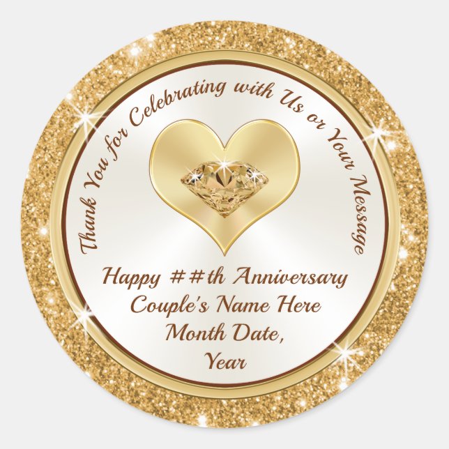 Beaux Stickers Gold et White Happy Anniversary (Devant)