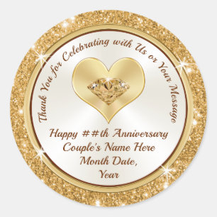 Beaux Stickers Gold et White Happy Anniversary