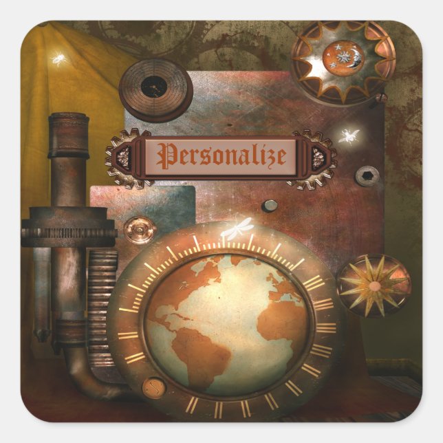 Beaux Stickers Steampunk Personnalisés (Devant)