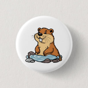 Beaver 1 Inch Round Button