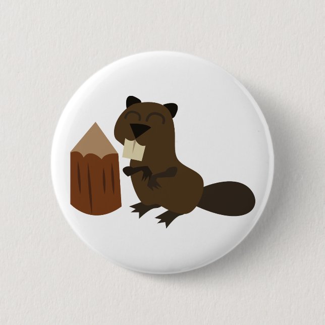 Beaver 2 Inch Round Button (Front)