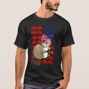 Beaver American Flag Beaver 4th Of July T-Shirt