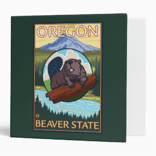 Beaver and Mount Hood Scene Vintage Travel Binder