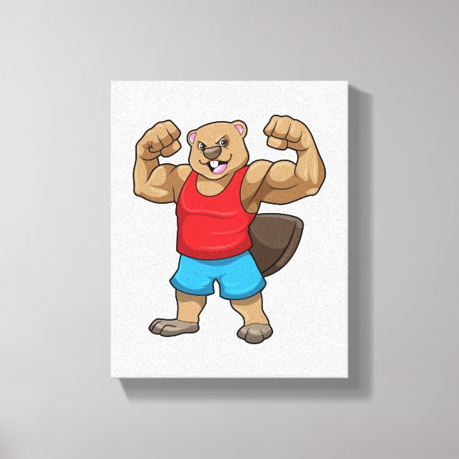 Beaver as Bodybuilder with big Upper arms Canvas Print (Front)