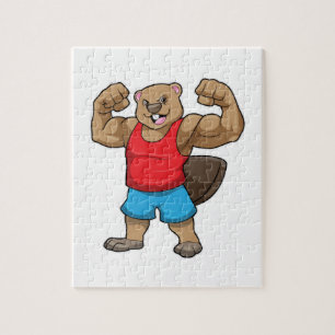 Beaver as Bodybuilder with big Upper arms Jigsaw Puzzle
