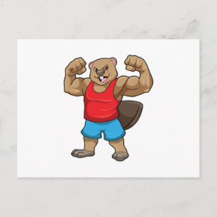 Beaver as Bodybuilder with big Upper arms Postcard