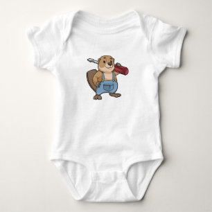 Beaver as Craftsman with Slotted screwdriver Baby Bodysuit