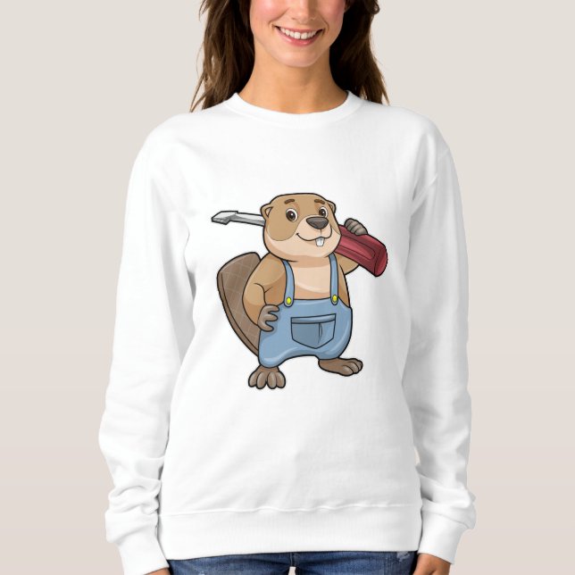 Beaver as Craftsman with Slotted screwdriver Sweatshirt (Front)