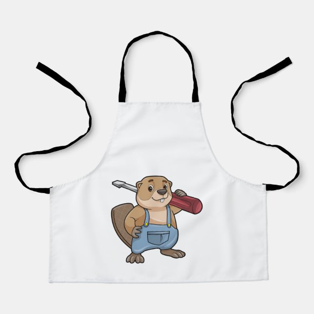 Beaver as Craftsman with Wrench Apron (Front)