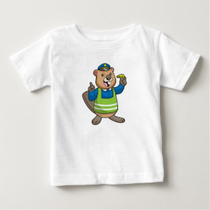 Beaver as Police officer with Whistle Baby T-Shirt
