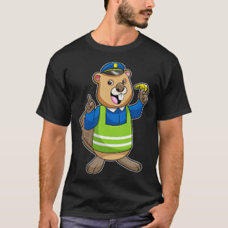 Beaver as Police officer with Whistle T-Shirt