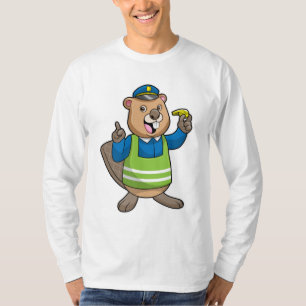 Beaver as Police officer with Whistle T-Shirt