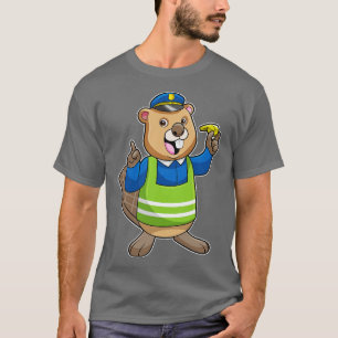 Beaver as Police officer with Whistle T-Shirt