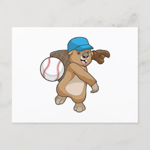 Beaver at Baseball Sports with Cap Postcard