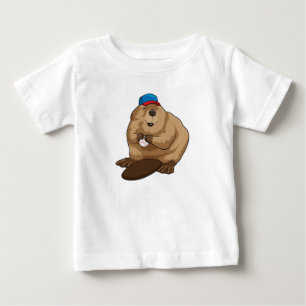 Beaver at Baseball with Baseball ball Baby T-Shirt