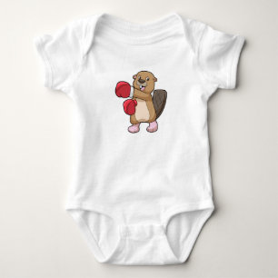 Beaver at Boxing with Boxing gloves Baby Bodysuit