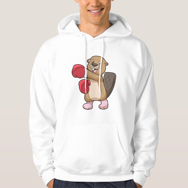 Beaver at Boxing with Boxing gloves Hoodie (Front)