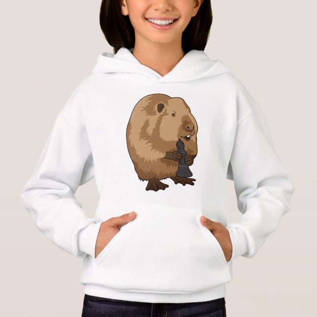 Beaver at Chess with Chess piece Bishop (Front)